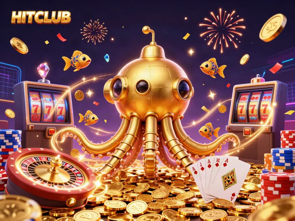 Experience the excitement of HITCLUB with a dynamic scene featuring a treasure-filled underwater adventure.